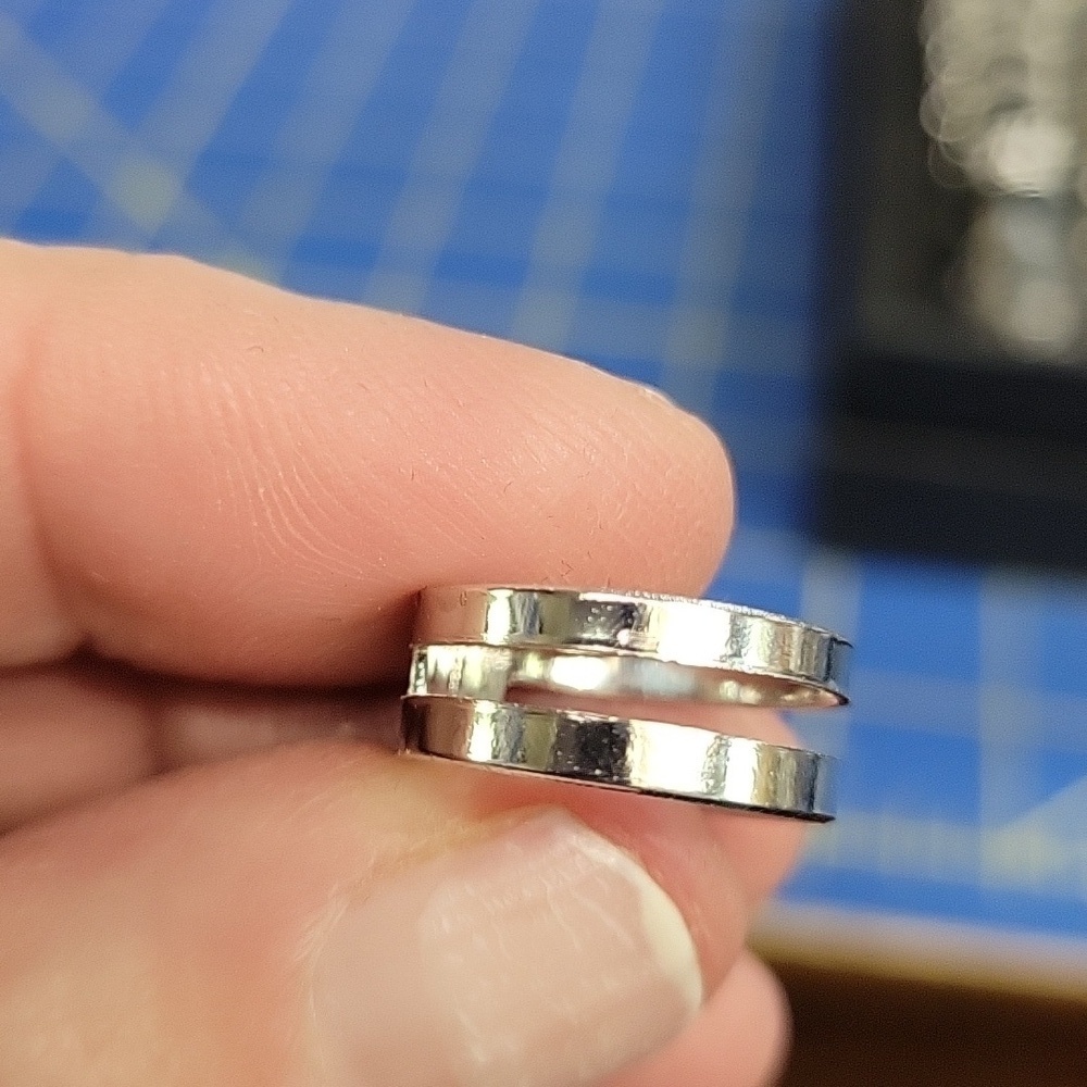 Double Layer Silver Tone Ring Size 4.5 Adjustable